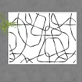 Square Rug With Abstract Black Lines Pattern On White Background For Modern Home Decor