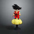 Black Haired Anime Character In Red Outfit Holding Red Staff On Yellow Cloud Creature Base