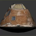 Vintage Orange Space Capsule Module With Conical Structure And Surface Windows Details 3d model