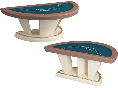 Semicircular Entertainment Game Table With Green Felt Surface And Gold Accents 3d model