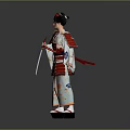 Woman Wearing Traditional Japanese Kimono with Intricate Patterns Decorative Obi and Traditional Hairstyle