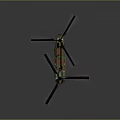 Orange And Green Twin Rotor Helicopter With Black Blades And Light Details
