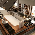 Modern Wooden Coffee Shop Bar Counter With Professional Coffee Making Facilities And Storage Shelves
