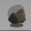 3D Model Of Mechanical Apparatus With Metallic Shell Black Blades And Circular Base