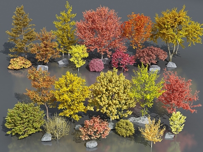 arbor ginkgo tree autumn landscape tree autumn tree yellow tree five-pointed maple 3d model