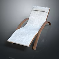 Modern Lounge Chair with White Linen Cushion and Wooden Curved Frame Design