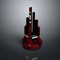 Scenic Landscape Featuring Futuristic Red Tower Structure With Modern Design and Circular Base