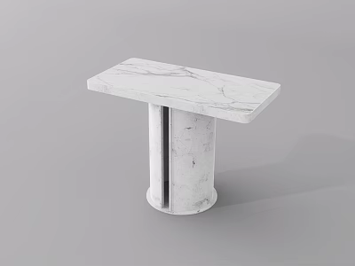 Modern Minimalist Coffee Table With Sleek Marble Top And White Column Base 3d model