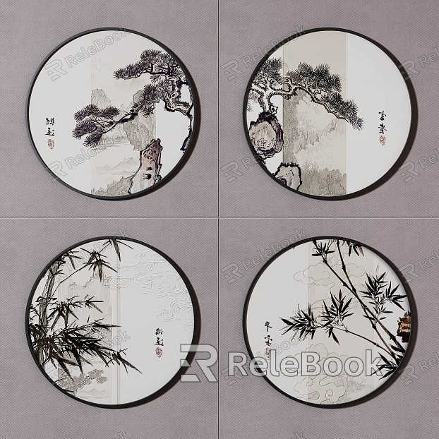 New Chinese Round Frame Painting Decorative Painting model