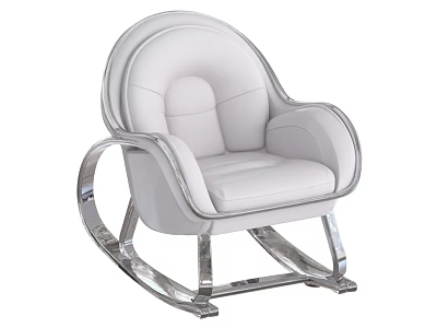 Modern White Leather Lounge Chair With Sleek Metal Frame And Comfortable Design 3d model