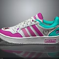 Adidas Casual Sneakers White Pink And Turquoise With Three Stripes And Heart Pattern