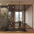 Modern Study Room Interior Design With Wooden Bookshelves And Writing Desk
