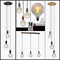 Modern Hanging Pendant Lights with Glass Bulbs and Metal Bases 3D Model Design