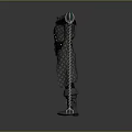 Mystic Wizard In Patterned Coat With Belt And Green Crystal Creature By Staff