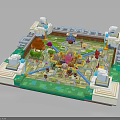 Lego Brick Play Scene With Minifigures Colorful Paths And Detailed Building Elements