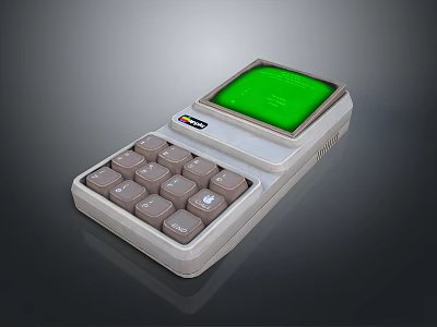 Casio Vintage Electronic Calculator With Green Screen And Gray Buttons Design 3d model