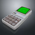 Casio Vintage Electronic Calculator With Green Screen And Gray Buttons Design