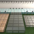Different Stage Platform Structures With Wooden Glass Surfaces Metal Frames And Lighting Trusses On Grass 3d model