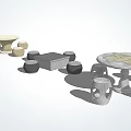 Stone Drum Shaped Table and Chair Set with Round Stools and Various Designs 3d model