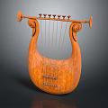 Wooden Lyre Shaped Decorative Ornament With Curved Design For Home Living Room