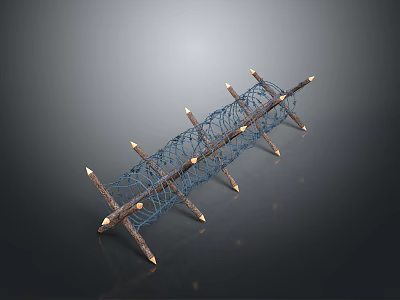 Scenic Landscape View With Blue Woven Mesh And Wooden Support Poles 3d model Scenic Landscape View With Blue Woven Mesh And Wooden Support Poles 3d model