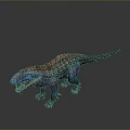 Colorful Spotted Dinosaur 3D Model with Open Mouth and Vibrant Red Blue Skin
