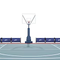 Indoor Basketball Court With Hoop Nike Advertising Boards And Marked Floor