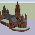 Historic Red Brick Architecture With Tall Towers Spires Slate Roof And Gothic Windows
