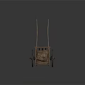 Traditional Wooden Hand Cart Featuring Long Handle Spoked Wheels And A Sack