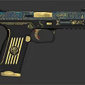 Ornate Gold And Black Pistol With Intricate Engravings And Detailed Patterns