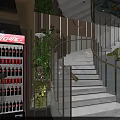 Modern Restaurant Interior Design With Spiral Staircase Green Plants Display Counters And Decorative Artworks