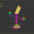 Ornate Anthropomorphic Candelabra With Three Lit Candles And Gold Base