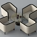 Modern Beige Leisure Chairs With Dark Borders Around Round Glass Coffee Table