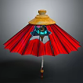 Red Umbrella Design With Yellow Top Red Canopy Ribs And Handle