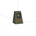 Stone Sculpture Carving With Conical Shape Yellow Sun Emblem And Arrow