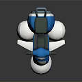 Blue And White Cartoon Style 3D Motorcycle Model With Headlight And Seat