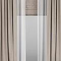 Beige Linen Curtains With Sheer Insert For Modern Home Interior Design