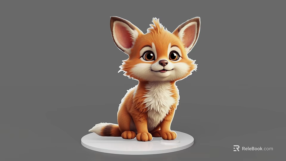 Cute Cartoon Reptile Figurine Sitting On White Circular Base With Gray Background 3d model 