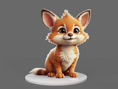 Cute Cartoon Reptile Figurine Sitting On White Circular Base With Gray Background 3d model