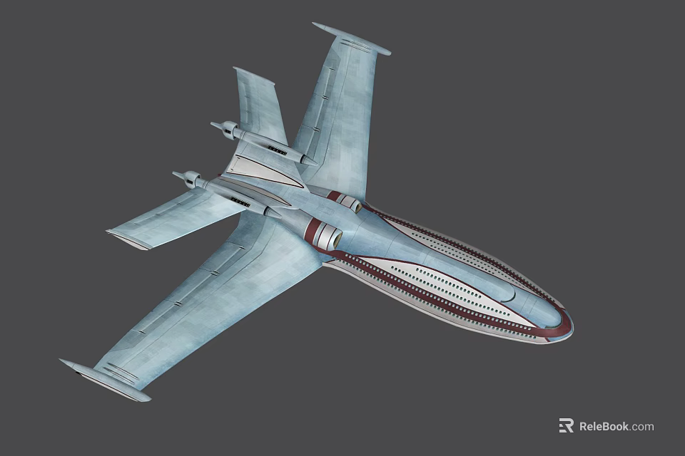 3D Rendered Passenger Airplane With Streamlined Blue Body And Aerodynamic Wings 3d model 