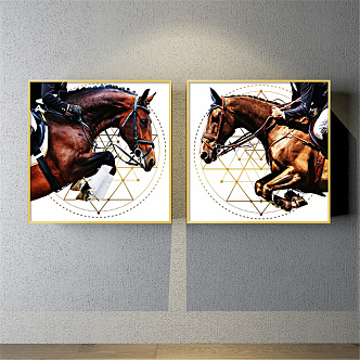 Modern Animal Painting Brown Living Room Animal Horse Decorative Painting 3d model