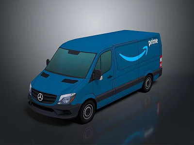 Blue Mercedes Benz Bus With Prime Logo And Blue Arrow Design On Body 3d model