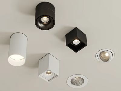 Modern Downlights And Spotlights With Black White Square Round Recessed Ceiling Designs 3d model