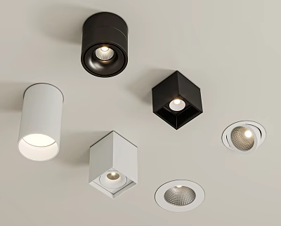Modern Downlights And Spotlights With Black White Square Round Recessed Ceiling Designs 3d model