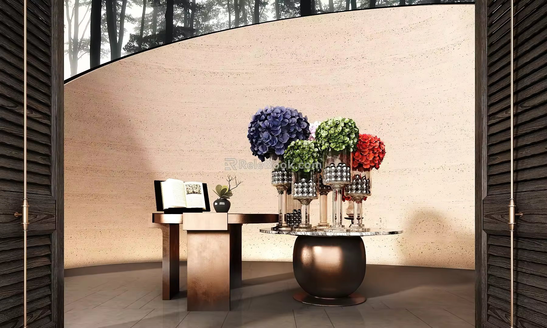 modern hotel lobby end view platform floral combination ccd 3d model