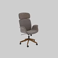Ergonomic Fabric Upholstered Office Chair With Headrest And Wooden Swivel Base For Cozy Home Work