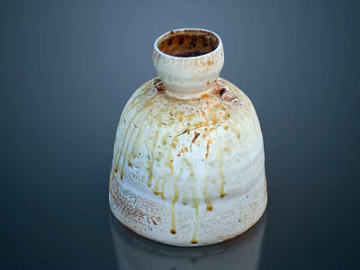 Handcrafted Ceramic Vessel With Creamy White And Brown Flowing Dripping Glaze Effect 3d model