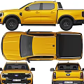Yellow Ford Pickup Truck Shown From Multiple Angles 3d model