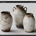 Ceramic Vases Vintage Style With Distressed Texture And Various Shapes