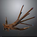 Fantasy Creature Character with Red Spotted Body Long Tentacles and Blue Purple Tips